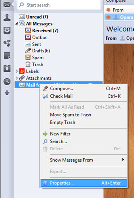 Mail account properties Mail account properties