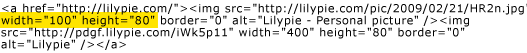 photo width and height tags